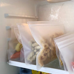 Set of 8 Dishwasher-Safe Reusable Bags, Leak-Resistant Freezer Bags, Ideal for Storing Food During Travel