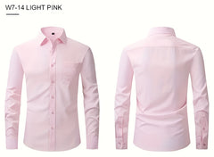 1+2, Three-Piece Solid Color Button- Shirt, Men'S Everyday Basic Shirt, Long-Sleeved Shirt with Pockets, Casual Shirt, Business Shirt, Blend, Soft And Comfortable