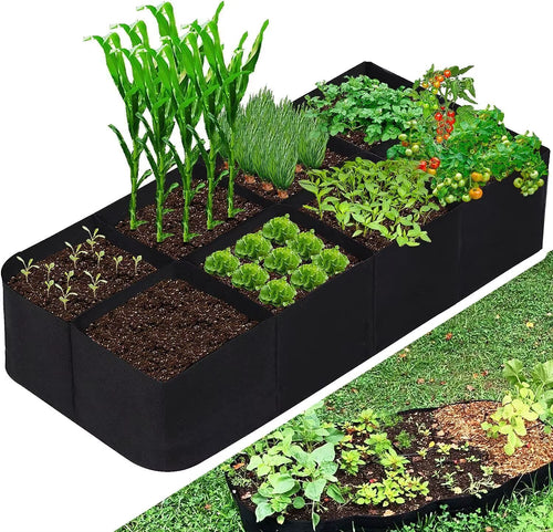8 Grids Garden Raised Planting Bed Fabric Raised Garden Bed Square Felt Garden Flower Grow Bag Vegetable Planter Pot