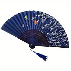 Stylish Retro Floral Butterfly Folding Hand Fan - Lightweight Durable Plastic, Multi-Color Options for Line Dancing, Popping, Weddings & Parties - Elegant Gift for Women