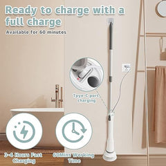 Electric Cleaning Brush, Cordless Spin Scrubber With 6 Interchangeable Brush Heads, Adjustable Telescopic Rods 35-116 Cm, 2 Rotation Speeds, For Bathroom, Kitchen, Tiles, Floor