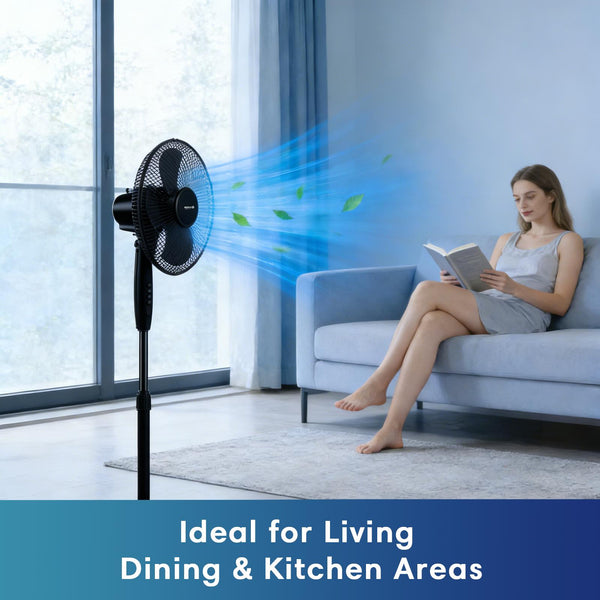 16inch Oscillating Pedestal Floor Fan Standing Air Cooling 3 Speed Cool Setting Electric Silent for Home, Office & Bedroom Living Room