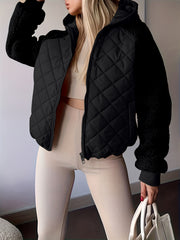 SQ25050621+Elegant Directional+Hooded Spliced Women's Padded Coat