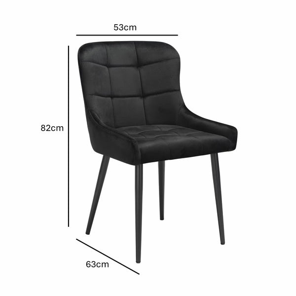 Indus Valley Kia Ceramic Extending Dining Table + 6 Black Chairs, Seats 6-8