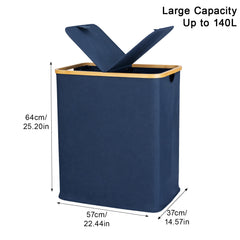 140L Lid Laundry Basket with Extra large Washing with 2 Removable Laundry Bags