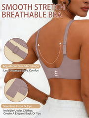 Full-Coverage Push-Up Bra - High Wire-Free Lift, Non-Detachable Padding, Soft T-Shirt Compatible Strap, Casual And Formal Elegant Lingerie, Hand Washable (No Underwire, One-Piece Design)