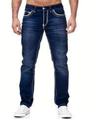 Men's Thick-thread Washed Denim Jeans