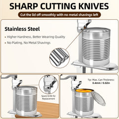 Heavy-Duty Commercial Can Opener - Stainless Steel Manual Can Lid Opener with Lever Handle, for Home, Restaurant, Commercial Kitchens - Opens Large Cans up to 25.4cm Tall - Durable & Easy-Clean Design, Can Openers for Kitchen, Restaurant Essentials, Kitch