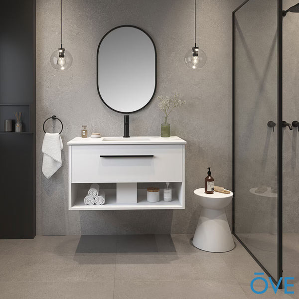 Ove Camila 900Mm Wide Wall Mounted Vanity in Matte White