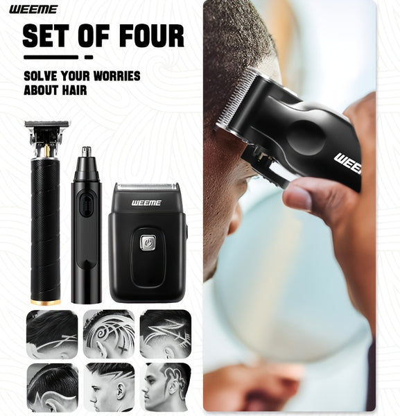 WEEME 4pcs 3pcs 2pcs 1pc Black Golden Hair Clippers For Men Professional, Beard Trimmer Kit, Cordless Clippers And Trimmers Set, Electric Razor Shavers And Nose Trimmer, Mens Grooming Kit For Barber, Valentines Day Christmas Gifts For Him
