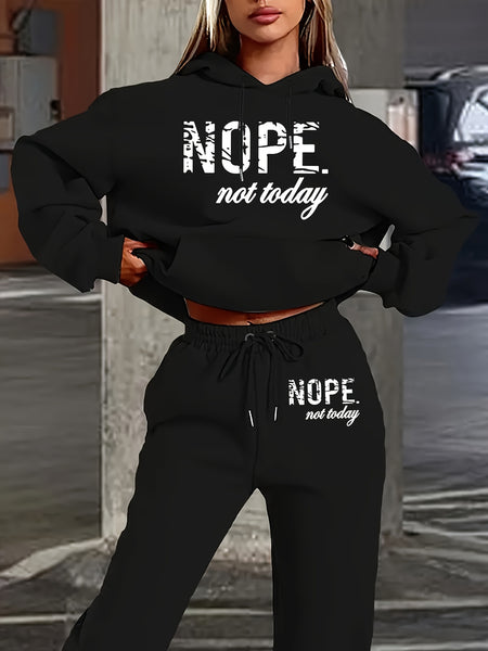 Women'S Clothing Featuring a Two-Piece Set with a Hoodie And Pants, Designed with Letter Prints