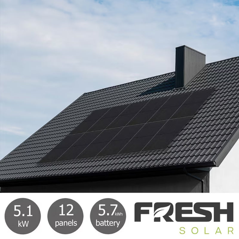 Fresh Solar 5.16Kw Solar PV System [12 Panels] with 5.76Kw Fox Battery - Fully Installed