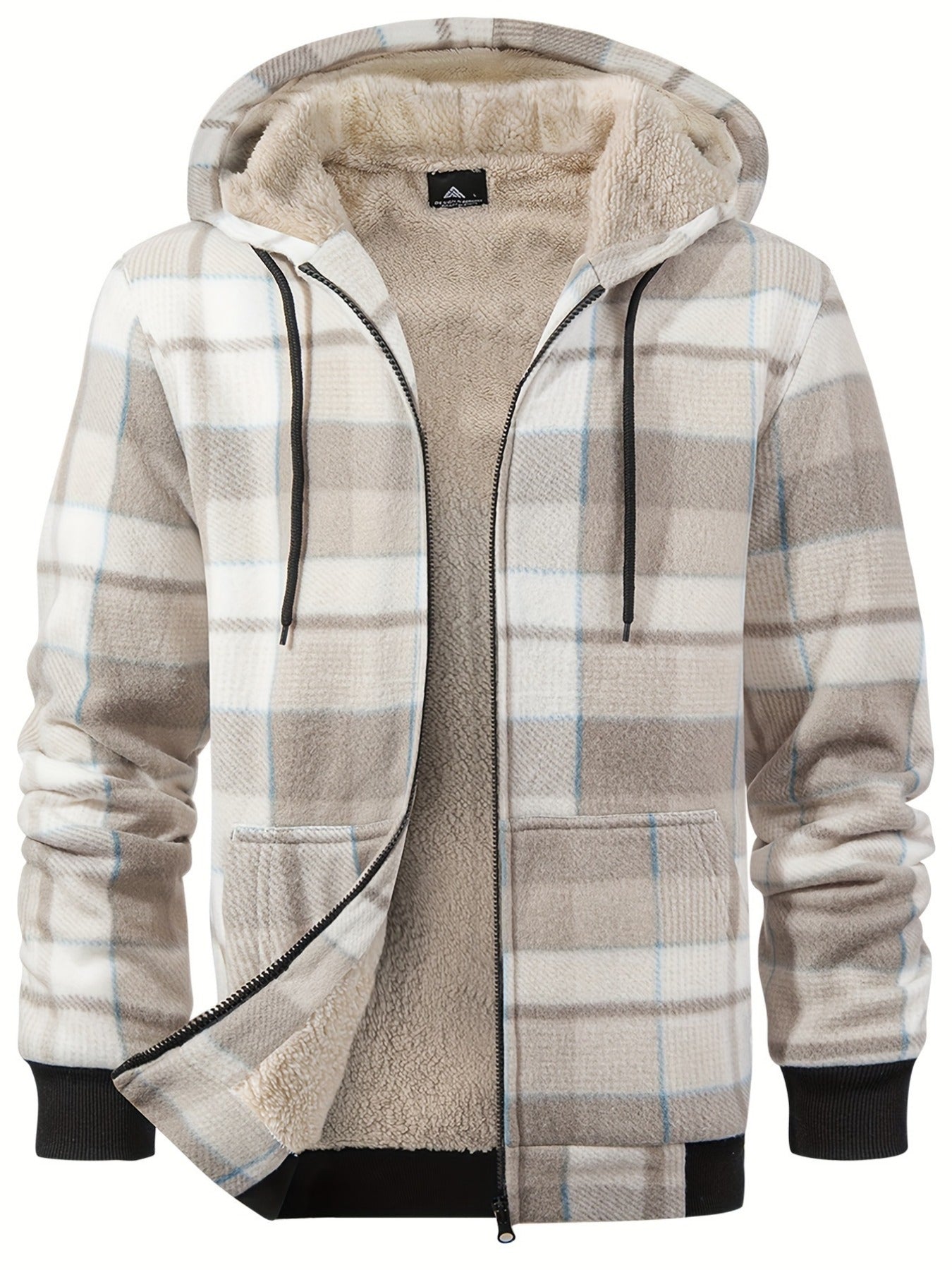 Jacket for Men Heavyweight Fleece Hoodies Thick Sherpa Lined Flannel Plaid Shirt Jacket