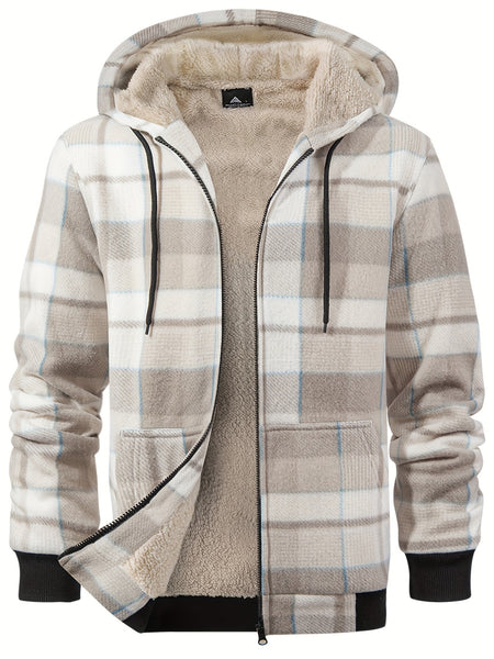 Jacket for Men Heavyweight Fleece Hoodies Thick Sherpa Lined Flannel Plaid Shirt Jacket
