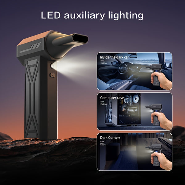Compressed Air Dust Collector, 150000 RPM Turbo Fan Jet Air Blower Portable High-Speed Air Blower, 5000Mah Rechargeable Battery, Brushless Motor Violent Fan, Handheld Outdoor Hair Dryer, Snow Blower, Suitable for Computer Keyboard, Car, Home