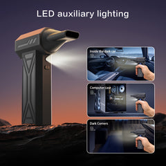 Compressed Air Dust Collector, 150000 RPM Turbo Fan Jet Air Blower Portable High-Speed Air Blower, 5000Mah Rechargeable Battery, Brushless Motor Violent Fan, Handheld Outdoor Hair Dryer, Snow Blower, Suitable for Computer Keyboard, Car, Home