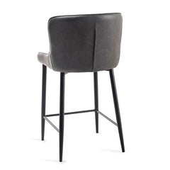 Finch Grey Faux Leather Diamond Stitch Bar Stool, 2 Pack