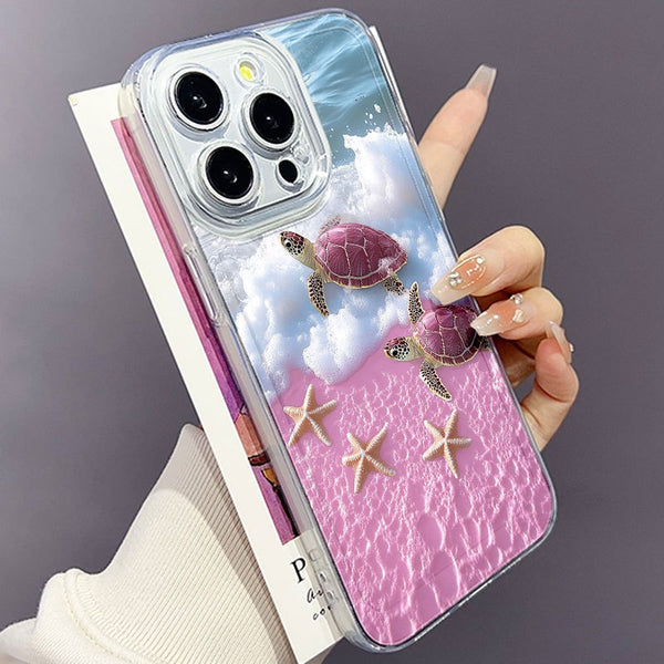 Phone Case - Space. Pink Beach Turtle Pattern Phone Case, Suitable for Iphone 17 Air/16/15/14/13/12/11/Plus/Pro/Pro Max And Galaxy S, A Series/S22/S23/S24 FE/S25/S26 ULTRA Plus, Pixel/Xiaomi/Moto.It Is The First Choice of Gift for Family