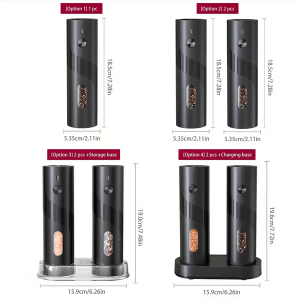 2pcs Rechargeable Electric Salt and Pepper Grinder, Automatic Salt & Pepper Mills Set with LED Light, Adjustable Coarseness, 110ml Large Capacity for Home, Kitchen Bbq, Restaurant, Outdoor, Wedding Gift