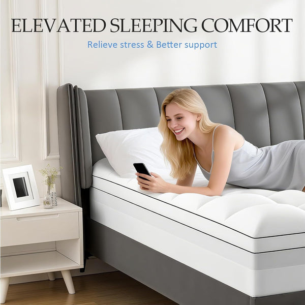 1piece Mattress Topper Like Memory Foam Extra 10-CM Thickness Mattresses Toppers for Back Pain Relief with Washable ALL SIZES UK SINGLE DOUBLE KING SUPER KING SMALL DOUBLE