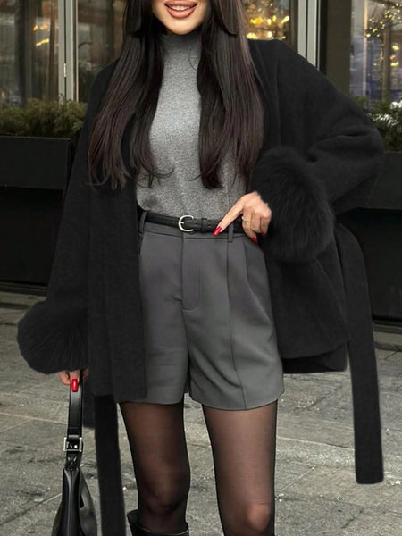 New Autumn/Winter Sophisticated Style Tie-Strap Coat for Women, Elegant and High-End, Overcoat