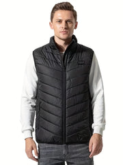 Men'S Solid Heating Vest, Casual Intelligent Electric Sleeveless Outwear, Men'S Clothing for Fall Winter Outdoor Activities ( Power Bank Is Not Included )