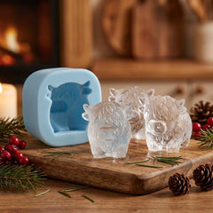 6-Cavity Highland Cow Ice Mold - Food-Grade Silicone Scottish Cow-Shaped Ice Cube Tray Suitable for Whiskey,, Drinks, Non-Toxic for, for Home Bar, Parties, Picnics, Themed Gatherings, Adorable Animal Ice Cubes