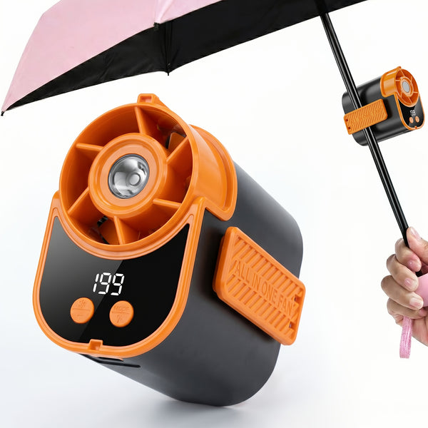Wearable Air Conditioning Fan - USB Rechargeable, Intelligent 5-Speed High-Speed Fan, Fast Cooling, 5000Mah Battery with Super Long Battery Life, Built-In Flashlight, Ideal for Outdoor Camping, Sports, And Work