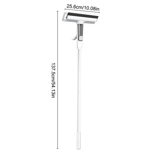 Professional-Grade Window Cleaner Kit with Rotatable Long Handle & 4 Fiber Cloths + 2 Silicone Strips - Heavy-Duty Indoor/Outdoor Glass Washing Tool for, Mirrors, Shower Doors, Car Glass - Easy-Install Hanging System, Durable Window