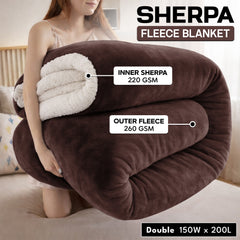 1pc Luxurious Double-Sided Sherpa Throw Blanket – Soft, Warm & Cozy Contemporary Blanket, Machine Washable, Perfect for Couch, Bed, Office & Travel, Ideal Gift