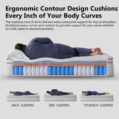 Double Mattress 135x190x28cm 2000+ Pocket Springs & Memory Foam 7-Zone Ortho Support CoolGel Layer Anti-Dip Edge Motion Reduction Medium Firm (H3) 45cm Roll Delivery 200-Night Trial (Christmas Halloween Valentine'S Day gifts)Christmas gift Pocket Spring a