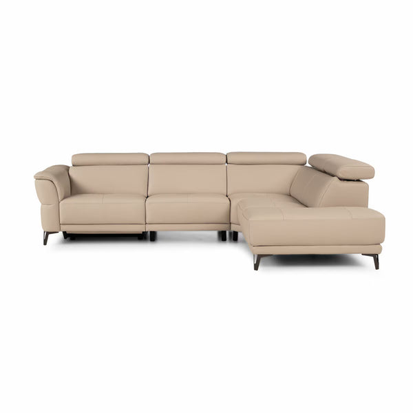 Nicoletti Charleston Beige Leather Power Reclining Corner Sofa with Chaise in 2 Configurations