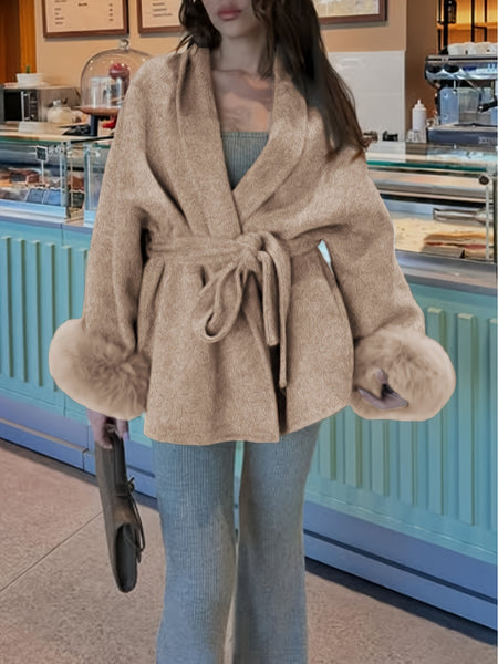 New Autumn/Winter Sophisticated Style Tie-Strap Coat for Women, Elegant and High-End, Overcoat