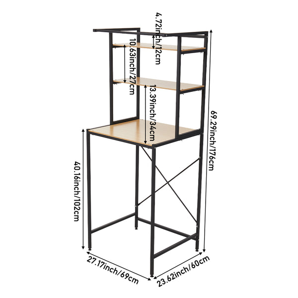 3-Tier Over Toilet Storage Rack, Freestanding Bathroom Laundry Organizer Shelf, Multi-Layer Storage Cabinet for Towels, Detergent, and Plants, White/Black