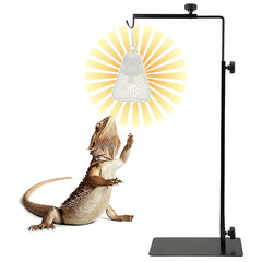 Adjustable Reptile Light Stand for Tortoises, Lizards & Amphibians - Durable Iron Heat Lamp Holder with Hook, 22-30cm Width & 40-64cm Height, Black, Terrarium Lighting | Insectivore Lighting | Sturdy Lamp Support, Reptile Accessories