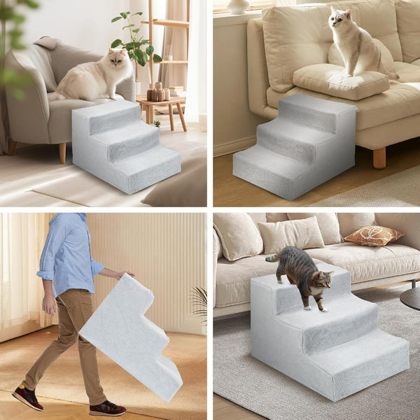 Anti-Slip Dog Steps with Removable Washable Cover for Smaller Elder Pets Sturdy Steps for Dogs
