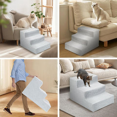Anti-Slip Dog Steps with Removable Washable Cover for Smaller Elder Pets Sturdy Steps for Dogs