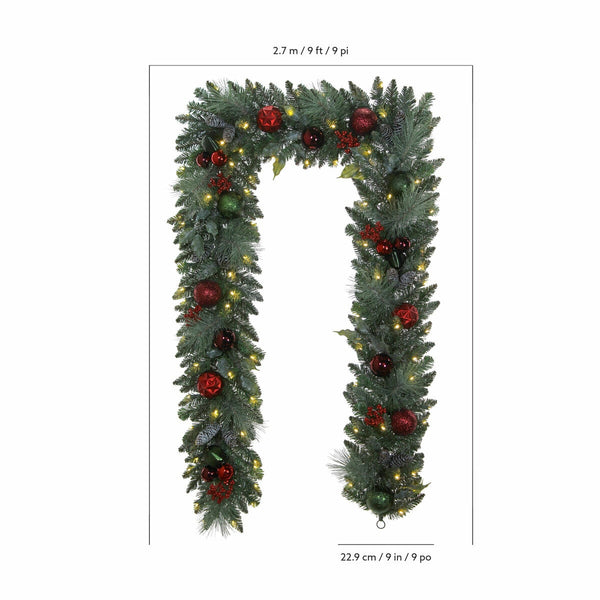 9 ft Pre-lit Christmas Artificial Garland With Twinkling LED Lights