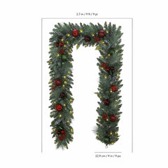9 ft Pre-lit Christmas Artificial Garland With Twinkling LED Lights