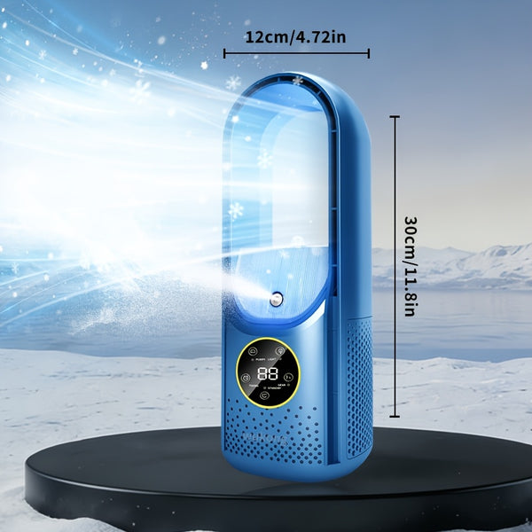 Leafless Portable Air Conditioner Fan, Safe And Hassle-Free with Bladeless Design, Six-Speed Quiet Cool Fan, 1-6 Hour Timer Shutoff, Built-In Humidification Function, Water And Ice Compatible, Suitable for Bedroom, Room, Office, Tent