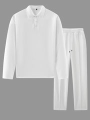 Men's 2pcs Set: Long-Sleeve Shirt and Drawstring Pants - Clean, Comfortable, Breathable