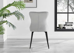 Industrial Design White & Grey Marble Effect Melamine Dining Table and 2 Velvet Dining Chairs