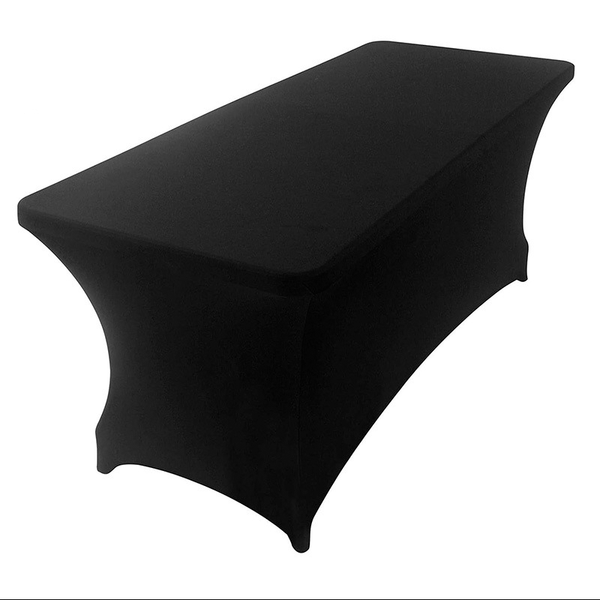 Elastic Spandex Tablecloth Cloth 1 Pack [6.3FT, BLAKE] Tight, Fitted, Washable and Wrinkle Resistant Stretch Rectangular Patio Table Cover for Event, Wedding, Banquet & Parties [190Lx80Wx80H] cm