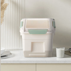 10KG Dog Food Storage Container with Scoop, Large Airtight Pet Dog Food Bin, Dog Cat Dry Food Bin, Rice Storage Container, Grey/Green