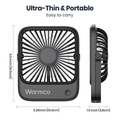 Warmco Quiet Mini USB Desk Fan - USB-Powered Portable Cooling Fan with Strong Wind, 3-Speed Adjustable Speeds & 180° Rotation, Compact Suitable for Home Office Desk, USB-Powered for PC, Laptop, Bedside, Small Room Cooling Device
