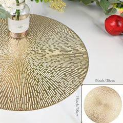 6pcs Round PVC Hollow-Out Placemats | Gold/Silver/Rose Gold | 15