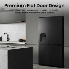 Hisense Pureflat RS818N4TFC, Non Plumbed Side by Side Fridge Freezer, C Rated in Black