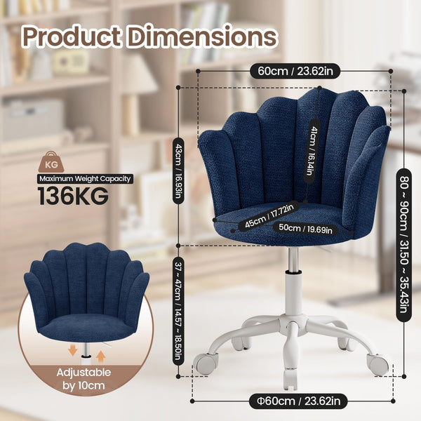 Shell-shaped Office Chair,Adjustable Chenille Swivel Chair,Soft and Flexible, Suitable for Bedrooms, Offices and Studies.