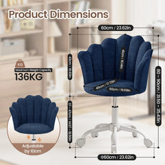 Shell-shaped Office Chair,Adjustable Chenille Swivel Chair,Soft and Flexible, Suitable for Bedrooms, Offices and Studies.