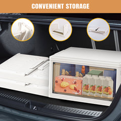 Storage Boxes with Lid - 3/4/5 Tier Plastic Storage Box with Lid, Stackable Storage Boxes with Wheels, Storage Drawers with Front Door, Plastic Box for Home and Office, White